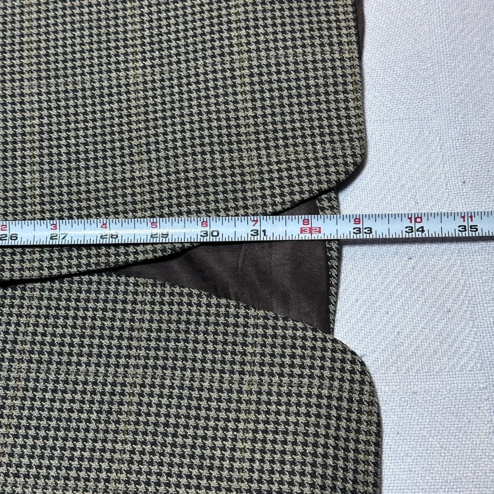 Jos A Bank Sport Coat Mens 42L Silk Wool Houndstooth Brown Two Button Blazer